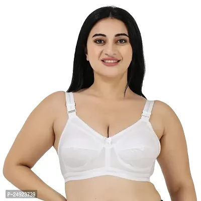 Ladyland Women's Cotton Non-Padded Wire Free T-Shirt Bra Pack of 1 White