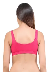 LadyLand Women's Cotton with Hosiery Non-Paded and Non-Wired Seamed Sports Bra for Women/Girls-thumb3