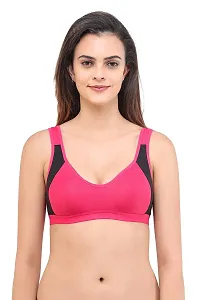 LadyLand Women's Cotton with Hosiery Non-Paded and Non-Wired Seamed Sports Bra for Women/Girls-thumb1