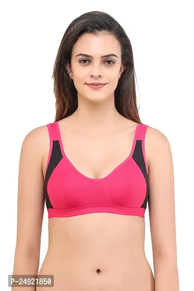 LadyLand Women's Cotton with Hosiery Non-Paded and Non-Wired Seamed Sports Bra for Women/Girls-thumb2