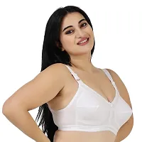 Ladyland Women's Cotton Non-Padded Wire Free T-Shirt Bra Pack of 1 White-thumb2