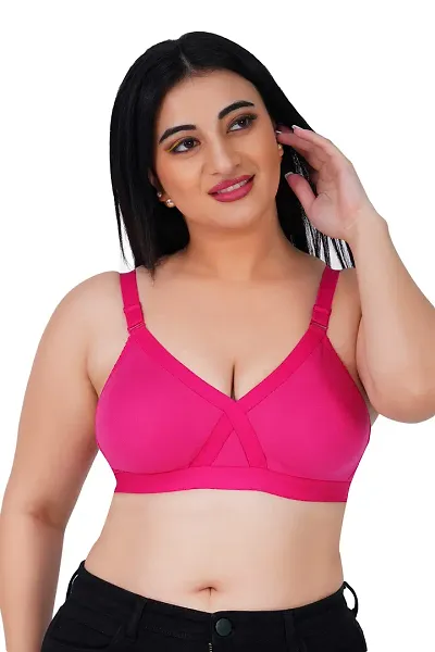 Buy FEELBLUE Comfort Women's Non-Padded Non-Wired Cotton Full Coverage  X-View Design Bra Beige Online In India At Discounted Prices