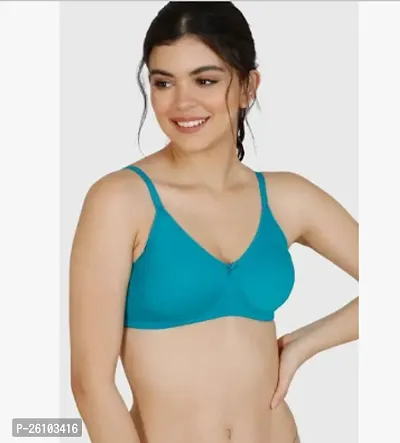 Stylish Blue Cotton Solid Bras For Women