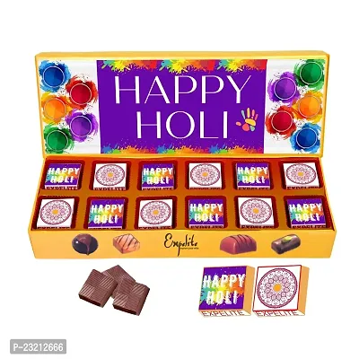 Expelite Holi Gifts Chocolate - 12 pc | Happy Holi Chocolate Box, Holi Special Celebration Gift Hamper (350g)-thumb0