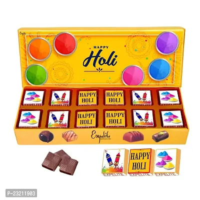 Expelite Holi Gifts Chocolate - 12 pc | Happy Holi Chocolate Box, Holi Special Celebration Gift Hamper (350g)