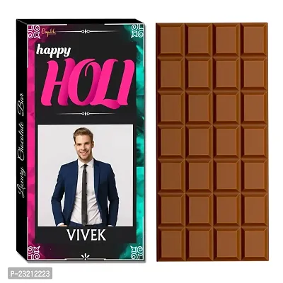 Expelite Happy Holi Personalized Chocolate Bar with Name and Photo (100g)