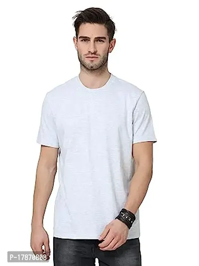 Reliable Grey Cotton Solid Round Neck Tees For Men