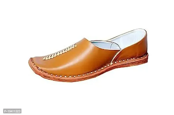 Juttigenics Present Men's Synthetic Leather Slip-On Traditional Ethnic Loafers(Modal No -JS-1105) (Brown, Numeric_5)