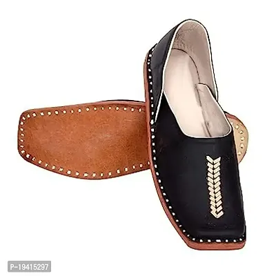 Juttigenics Present Men's Synthetic Leather Slip-On Traditional Ethnic Loafers(Modal No -JS-1105) (Black, Numeric_9)