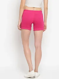 Elegant Pink Cotton Solid Gym Shorts For Women-thumb1