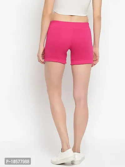 Elegant Pink Cotton Solid Gym Shorts For Women-thumb2