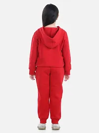 Charming Red Cotton Jersey Printed Tracksuit For Girls-thumb1