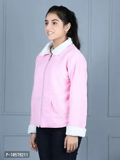 Fabulous Pink Fleece Solid Jackets For Girls-thumb0