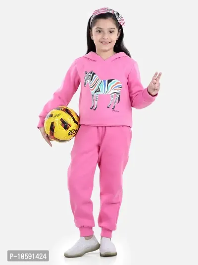 Charming Dark Pink Cotton Jersey Printed Tracksuit For Girls-thumb3