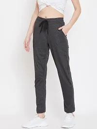 Elite Grey Pure Cotton Solid Track Pant For Women-thumb3