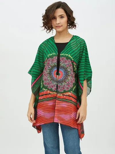 Stylish Multicolor Polyester Printed Shrugs For Women