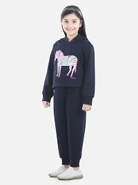 Charming Navy Blue Cotton Jersey Printed Tracksuit For Girls-thumb2