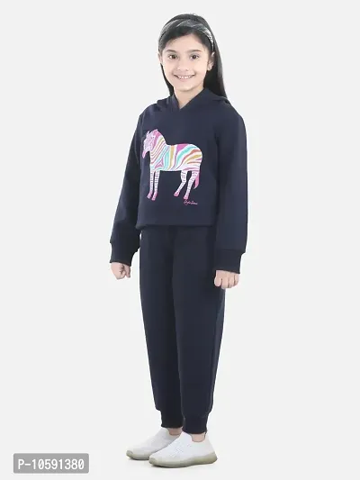 Charming Navy Blue Cotton Jersey Printed Tracksuit For Girls-thumb3