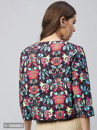 Stylish Multicolor Polyester Floral Print Shrugs For Women-thumb2
