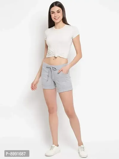 StyleStone Women's Light Grey Cotton Shorts (5036LGreyShorts28)-thumb5