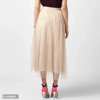StyleStone Women's Beige Embroidered Pleated Skirt (3540PleatBeigeDotM)-thumb2