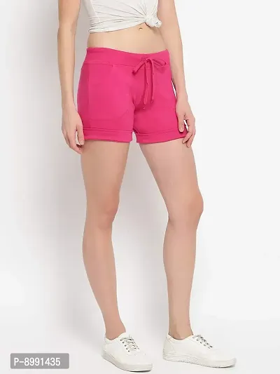 StyleStone Women's Pink Cotton Shorts (5035HotPinkShorts28)-thumb5