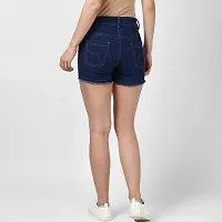 StyleStone Women's Denim Blue Distressed Shorts (3603ShortsWhtPatch34)-thumb1