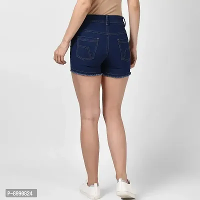 StyleStone Women's Denim Blue Distressed Shorts (3603ShortsWhtPatch34)-thumb2