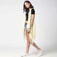 Stylish Yellow Lace Self Design Shrugs For Women-thumb3