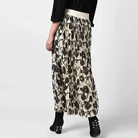 StyleStone Women's Cream Chain Print Pleated Skirt (3529PleatCreamChainSkrtS)-thumb1