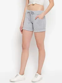 StyleStone Women's Light Grey Cotton Shorts (5036LGreyShorts34)-thumb2