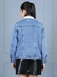 Fabulous Blue Fleece Washed Jackets For Girls-thumb1