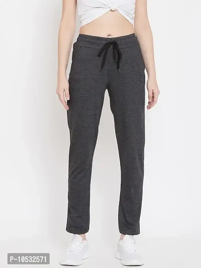 Elite Grey Pure Cotton Solid Track Pant For Women-thumb0