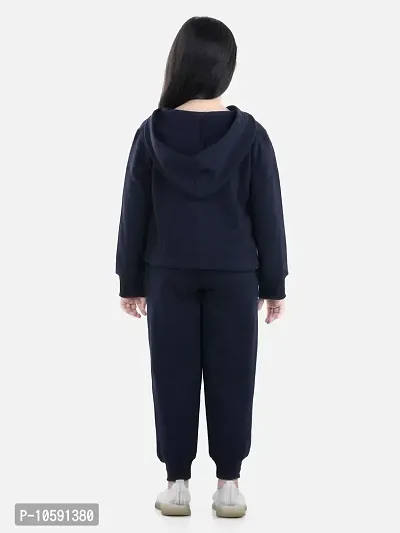Charming Navy Blue Cotton Jersey Printed Tracksuit For Girls-thumb2
