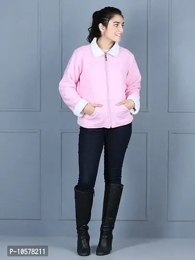 Fabulous Pink Fleece Solid Jackets For Girls-thumb4