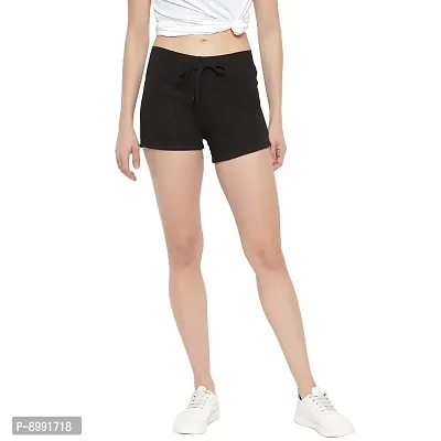 StyleStone Women's Black Cotton Shorts (5034BlkShorts34)-thumb0