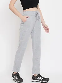 Elite Grey Pure Cotton Solid Track Pant For Women-thumb4