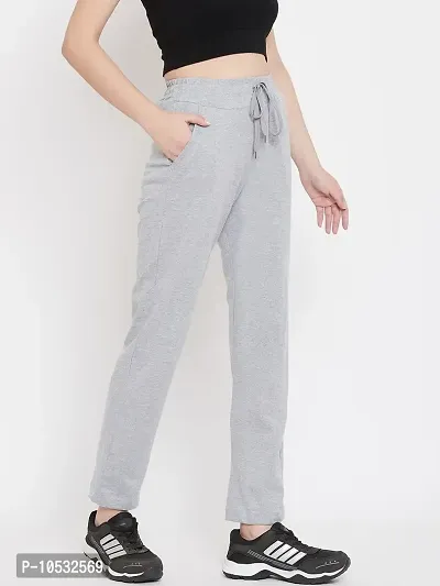 Elite Grey Pure Cotton Solid Track Pant For Women-thumb5
