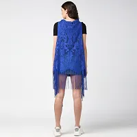 Stylish Blue Lace Self Design Shrugs For Women-thumb1