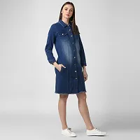 Stylish Blue Denim Washed Button Jackets For Women-thumb4