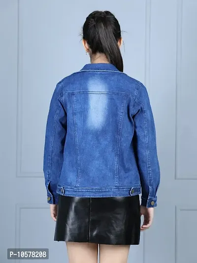 Fabulous Blue Denim Solid Jackets For Girls-thumb2