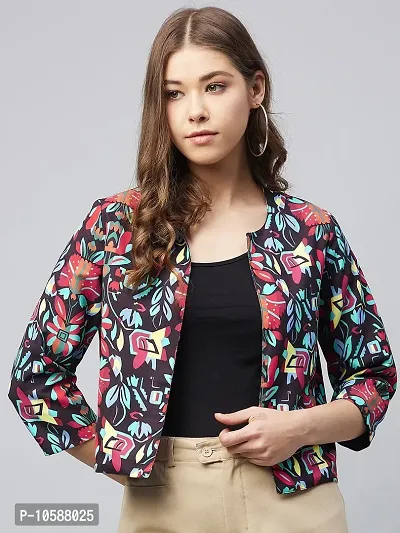 Stylish Multicolor Polyester Floral Print Shrugs For Women-thumb0