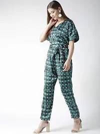 StyleStone Women's Green Check and Dot Print Satin Jumpsuit (3473GrnChkDotJSL)-thumb3