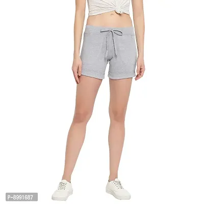 StyleStone Women's Light Grey Cotton Shorts (5036LGreyShorts28)-thumb0