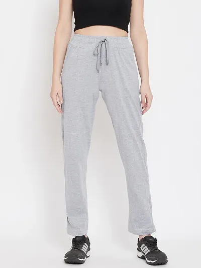 Elite Grey Pure Cotton Solid Track Pant For Women