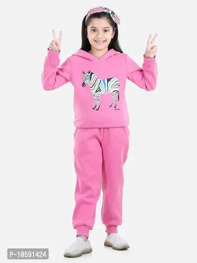 Charming Dark Pink Cotton Jersey Printed Tracksuit For Girls-thumb0