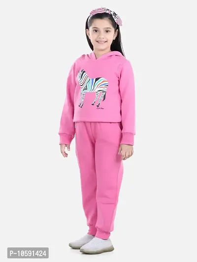 Charming Dark Pink Cotton Jersey Printed Tracksuit For Girls-thumb4