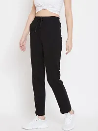 Elite Black Pure Cotton Solid Track Pant For Women-thumb3