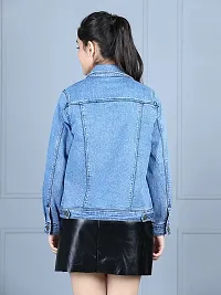 Fabulous Blue Denim Solid Jackets For Girls-thumb1