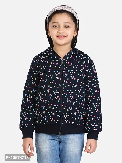 Fabulous Blue Pure Cotton Printed Jackets For Girls-thumb0